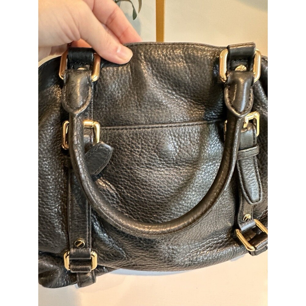Michael Kors Bedford Black Pebbled Leather Satchel Crossbody Bag Gold Hardware - Picture 4 of 16